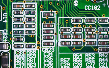 Closeup of electronic circuit board