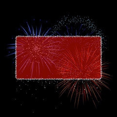 Red fireworks banner