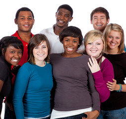 Multi-racial college students on white