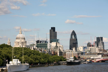 London Financial District Skyline from Thames