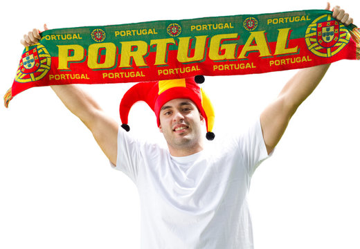 Portugues Sports Fan Holding Banner