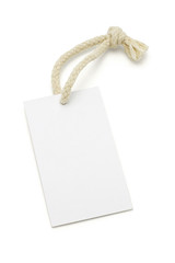 Blank white tag with string