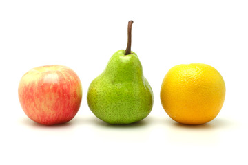 Apple, pear and orange