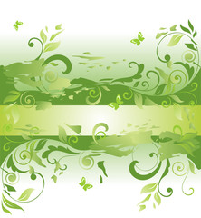 Green floral banner