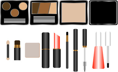 Set of Cosmetics with Applicators