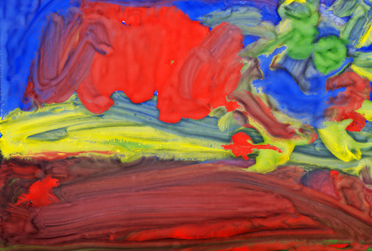 Children's drawing water color paints