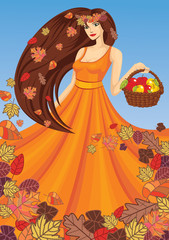 vector lady autumn