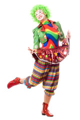 Happy posing female clown