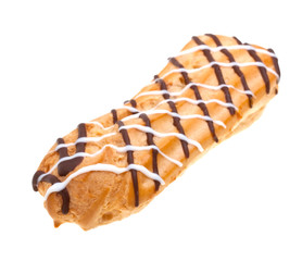 Eclair dessert isolated on white