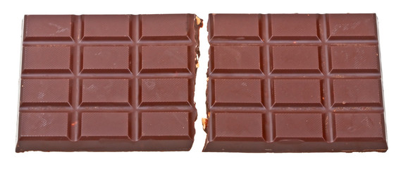 Blocks of chocolate isolated on white