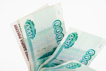Close-up of russian banknotes