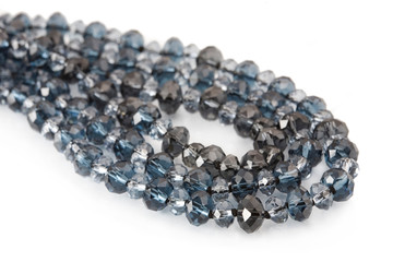 blue beads on white