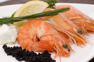 shrimps and caviar
