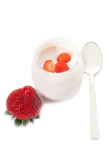 strawberry yogurt with spoon