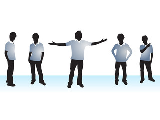 Abstract halftone background with Illustration of boy silhouttes