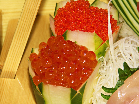 Tabiko and Ikura Sashimi