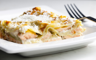 spinach lasagne with salmon