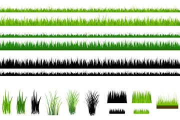 Obraz premium Kolekcja trawy, na białym tle
