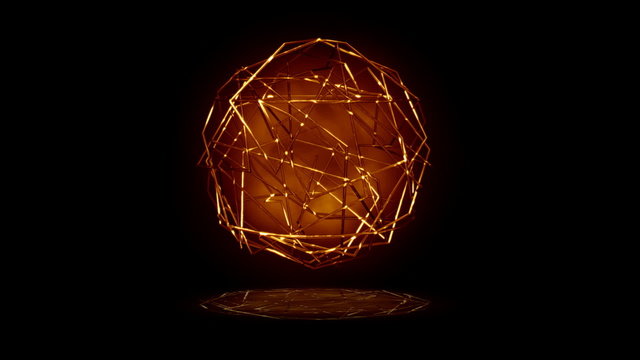 esfera de lineas naranjas flotando