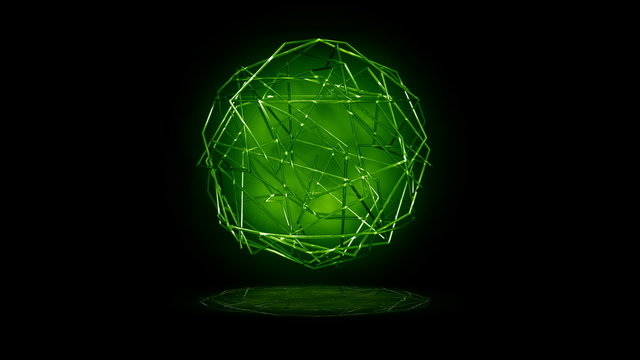 esfera de lineas verdes flotando