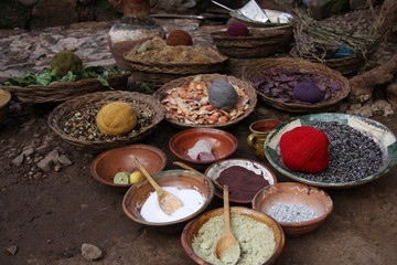 Bowls of textile dye