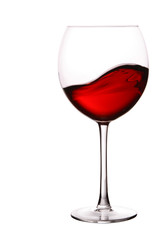 Glass of red wine with wave