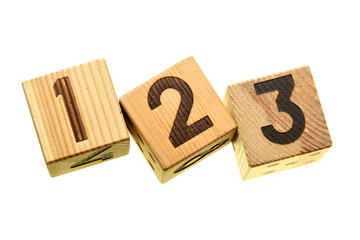 Wooden blocks with digits 123