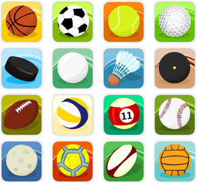 Set of ball icons, sport
