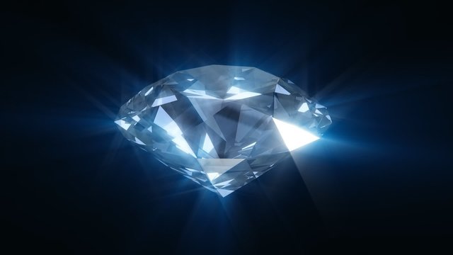 Spinning blue shining diamond - looped 3d animation