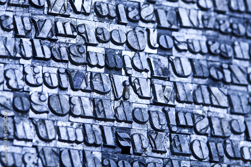 Fototapete a selection of random letterpress type characters