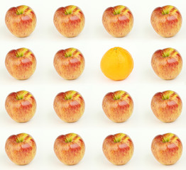 Background with apples and orange