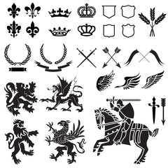 Heraldry Ornament Set Black and White