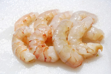 Raw peel prawn with white background