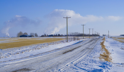 Country Road with electric poles