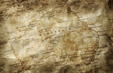 Old map of Australia.Photo in vintage image style.