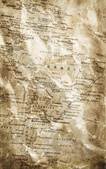 Old map of South America.Photo in vintage image style.