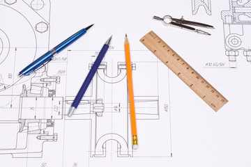 compasses, pen and ruler