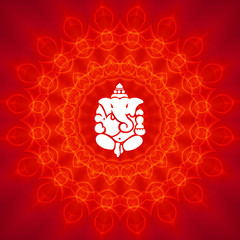 Lord Ganesha On Mandala Background