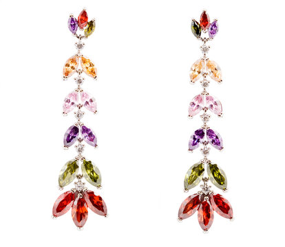 coloured earrings on white