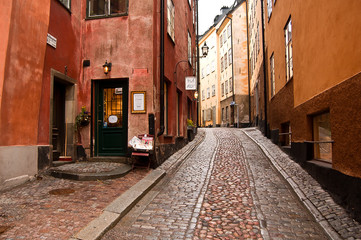 Fototapeta na wymiar Rue typique de Stockholm à Gamla Stan