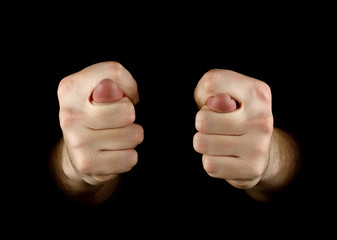 Fig gesture over black background