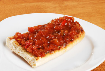 bruschetta on plate shallow DOF