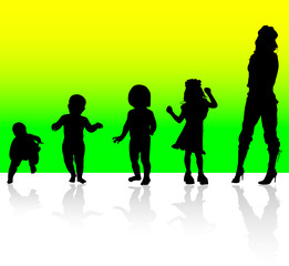 from babies to women vector silhouettes