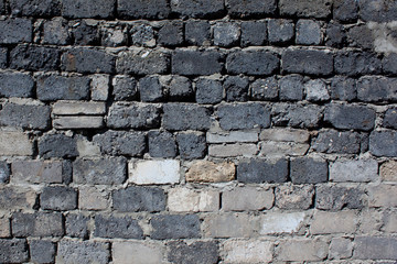 Wall of gray rough bricks