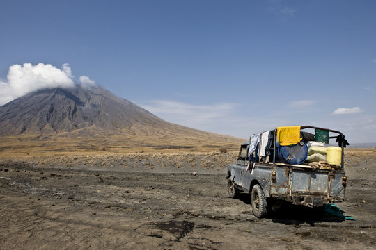 Tanzania volcano, old abandoned car, Tanzania