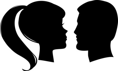 vector man and woman profiles