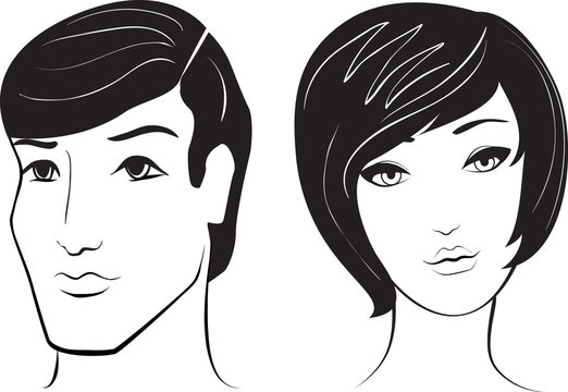 vector man and woman face