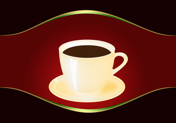 Mug of coffee on an abstract background