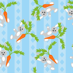 seamless background with hares and carrots