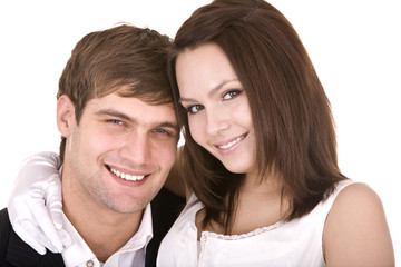 Beautiful couple of girl and man. Isolated.